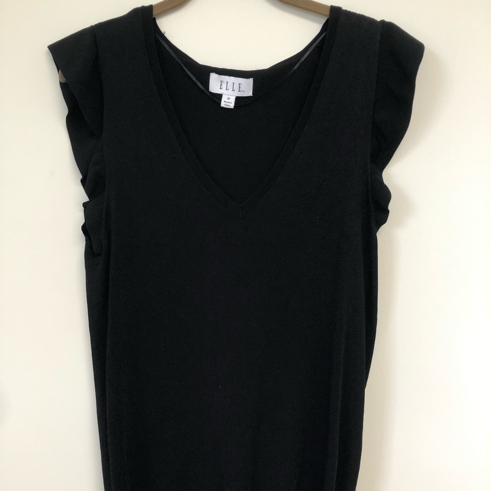 Elle black ruffle tank